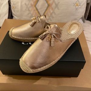 NIB Coach Cassidy Espadrille Slides 9.5 Gold